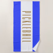 PICKLEBALL Fun Sportieve Helder Blauw Witte Strepe Strandlaken (Voorkant)