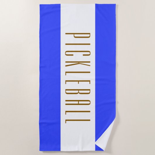 PICKLEBALL Fun Sportieve Helder Blauw Witte Strepe Strandlaken (Voorkant)