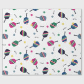 Pickleball Fun Striped Paddles Dink Wrapping Paper Cadeaupapier (Vlak)