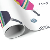 Pickleball Fun Striped Paddles Dink Wrapping Paper Cadeaupapier (Rol Hoek)