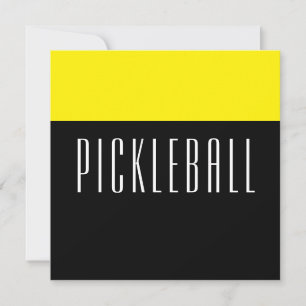 PICKLEBALL Fun Zwart Helder Geel Kleurblok Feestdagenkaart