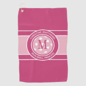 Pickleball Funny Custom Quote Naam Initiaal Roze Golfhanddoek (Voorkant)