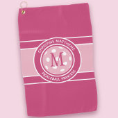 Pickleball Funny Custom Quote Naam Initiaal Roze Golfhanddoek