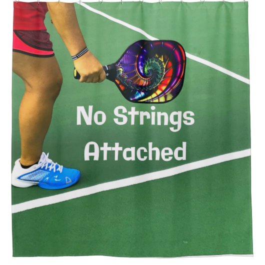 Pickleball Funny No Strings Attached Douchegordijn (Voorkant)