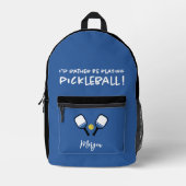 Pickleball Funny Sport Schattige Custom Naam Blauw Bedrukte Rugzak (Voorkant)
