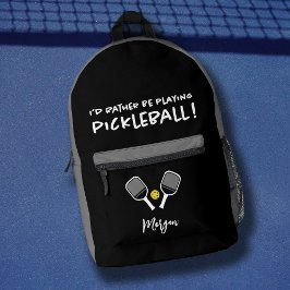Pickleball Funny Sport Schattige Custom Naam Zwart Bedrukte Rugzak