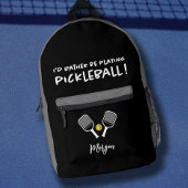 Pickleball Funny Sports Schattige Custom Naam Zwar Bedrukte Rugzak