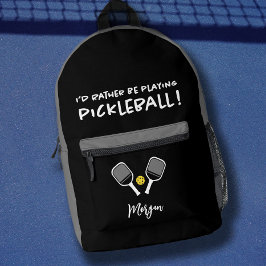 Pickleball Funny Sports Schattige Custom Naam Zwar Bedrukte Rugzak
