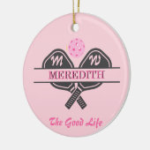Pickleball Gal Paddles Initiaal Aangepaste naam Keramisch Ornament (Links)