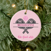 Pickleball Gal Paddles Initiaal Aangepaste naam Keramisch Ornament