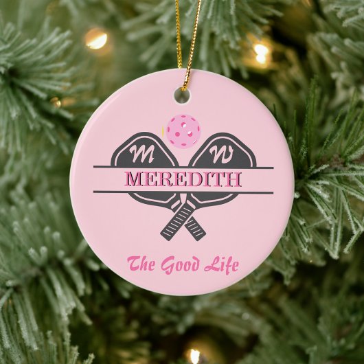 Pickleball Gal Paddles Initiaal Aangepaste naam Keramisch Ornament