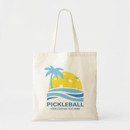 Pickleball Gear Tropical Palm Tree Sun Aangepaste Tote Bag (Voorkant)