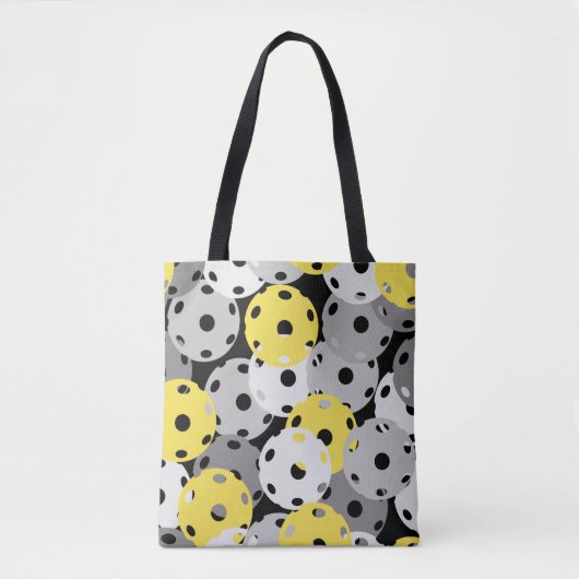 💛 Pickleball - geel, grijs op zwart, 2021 kleuren Tote Bag (Voorkant)