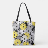 💛 Pickleball - geel, grijs op zwart, 2021 kleuren Tote Bag (Achterkant)