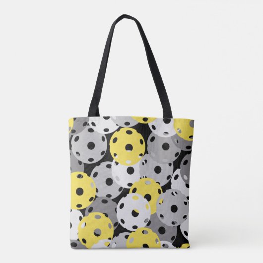 💛 Pickleball - geel, grijs op zwart, 2021 kleuren Tote Bag (Achterkant)