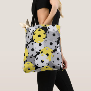 💛 Pickleball - geel, grijs op zwart, 2021 kleuren Tote Bag