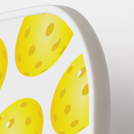 Pickleball Geel Wit Patroon Monogram Paddle (Links Detail)