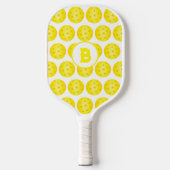 Pickleball Geel Wit Patroon Monogram Pickleball Paddle (Voorkant)