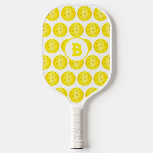 Pickleball Geel Wit Patroon Monogram Pickleball Paddle (Voorkant)