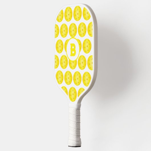Pickleball Geel Wit Patroon Monogram Pickleball Paddle (Links)
