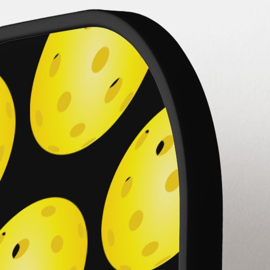 Pickleball Geel Zwart Gepersonaliseerd Monogram Pickleball Paddle (Links Detail)