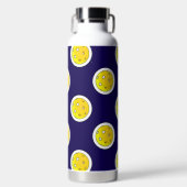 Pickleball Gele Pickleballs Polka Dots op Marine Waterfles (Voorkant)