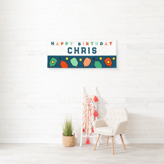 Pickleball Gelukkige Verjaardag Spandoek (Insitu)