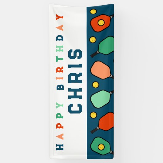 Pickleball Gelukkige Verjaardag Spandoek (Verticaal)