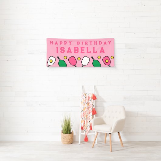 Pickleball Gelukkige Verjaardag Spandoek (Insitu)