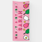 Pickleball Gelukkige Verjaardag Spandoek (Verticaal)