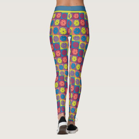 Pickleball - geometrisch patroon, mix van kleuren  leggings (Achterkant)