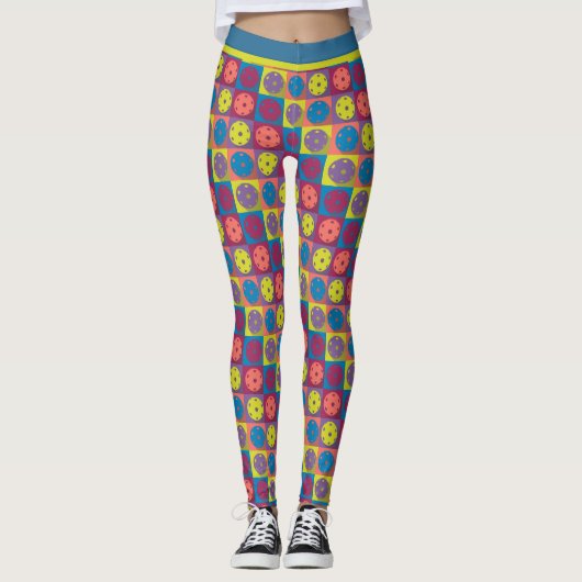 Pickleball - geometrisch patroon, mix van kleuren  leggings (Voorkant)