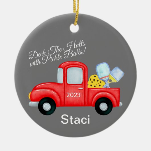 Pickleball Gepersonaliseerde Kerstmis Ornament voo (Voorkant)