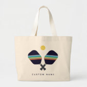 Pickleball Gepersonaliseerde naam Gestreepte Paddl Grote Tote Bag (Voorkant)