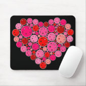 Pickleball Gevuld Hart Roze en Rode Liefde Muismat (Met muis)