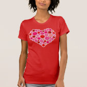 Pickleball Gevuld Hart Roze en Rode Liefde T-shirt (Voorkant)