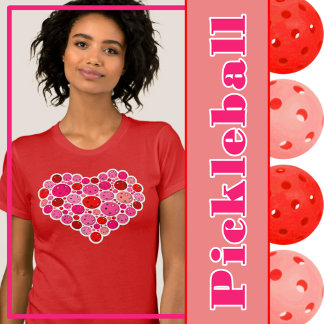 Pickleball Gevuld Hart Roze en Rode Liefde T-shirt