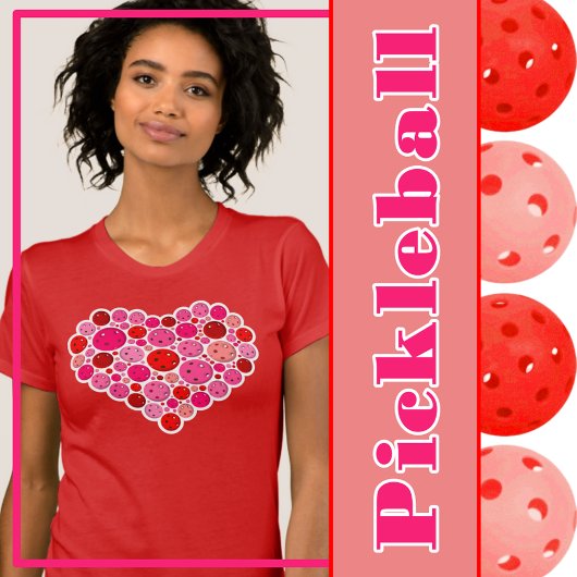 Pickleball Gevuld Hart Roze en Rode Liefde T-shirt