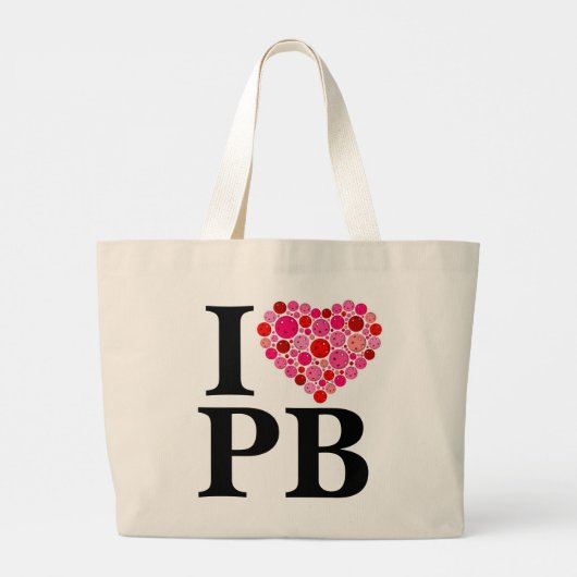 Pickleball Gevuld Hart Roze en Rood I Hart PB Grote Tote Bag (Achterkant)