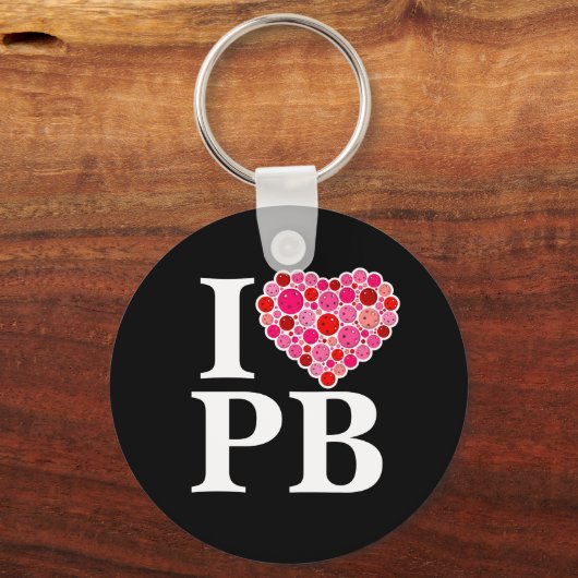 Pickleball Gevuld Hart Roze en Rood I Hart PB Sleutelhanger (Voorkant)
