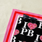 Pickleball Gevuld Hart Roze en Rood I Hart PB Strandlaken (In situ)