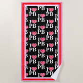 Pickleball Gevuld Hart Roze en Rood I Hart PB Strandlaken (Voorkant)