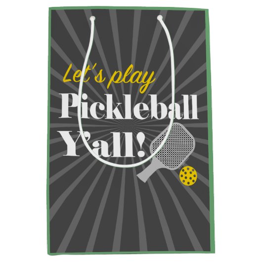 Pickleball Gift Bag Let's Play Pickleball Party Medium Cadeauzakje (Voorkant)