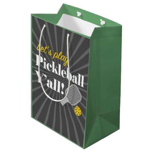 Pickleball Gift Bag Let's Play Pickleball Party Medium Cadeauzakje (Achterkant Gekanteld)