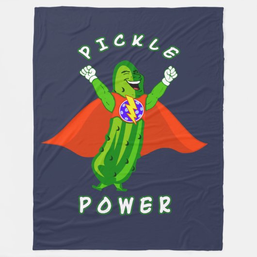 Pickleball Gift Pickle Power Super Hero Fleece Deken (Voorkant)