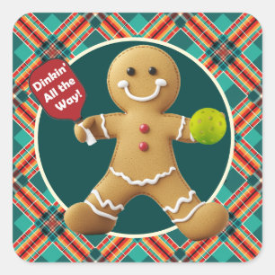 Pickleball-gingerbread-blijheid Vierkante Sticker