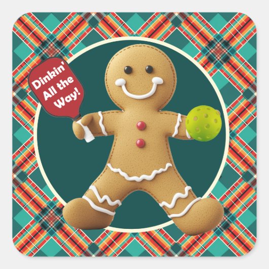Pickleball-gingerbread-blijheid Vierkante Sticker (Voorkant)