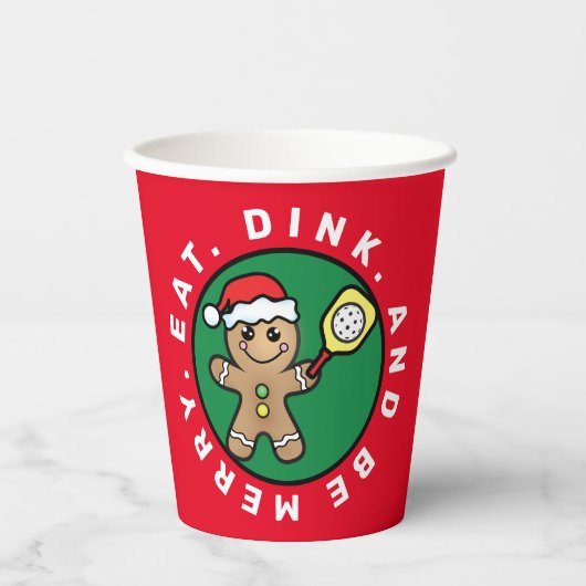 Pickleball Gingerbread boy aangepaste tekst Papier Papieren Bekers (Voorkant)