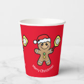 Pickleball Gingerbread boy aangepaste tekst rood Papieren Bekers (Achterkant)