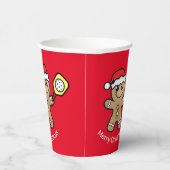 Pickleball Gingerbread boy aangepaste tekst rood Papieren Bekers (Rechts)